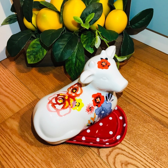 Pioneer Woman Flea Market Cow butter dish polka - Picture 6 of 6